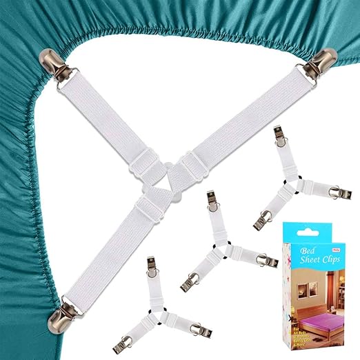 Felly Bed Sheet Clips 4 Pack Triangle Bed Sheet Straps Fasteners Set 3