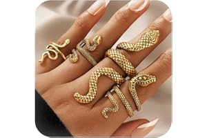 Frodete Snake Stackable Rings for Women Snake Ring Jewelry Adjustable Vintage Reptile Serpent Rings Halloween Party Favors Medusa Costume Accessories