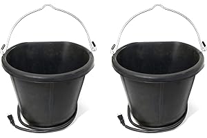 Farm Innovators FB-15R 4.5 Gallon Rubber 90 Watt Heated Bucket w/Built in Thermostat to Resist Cold (2 Pack)
