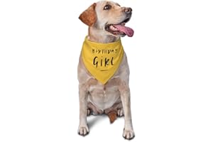 vercosee Birthday Girl Dog Birthday Party Supplies,Triangle Scarf, Celebration Printed Dog Bandana Pet Accessories for Dog Lovers (Yellow)