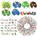 WATINC 100 Pcs Dinosaur Toy Kit Includes Mini Realistic Plastic Assorted Dinosaurs, Kawaii Deco Sticker, Kid Masks,Different Dinosaurs Stamps(Party Gift Educational)