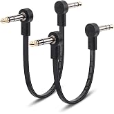 Shaevle TRS Guitar Patch Cable 1/4 inch Right Angle Effect Pedal Cord | Noise Free Pedal Board Patch Cables, Low Profile Stereo TRS Effect Patch Cords for Pedals (6IN+12IN)