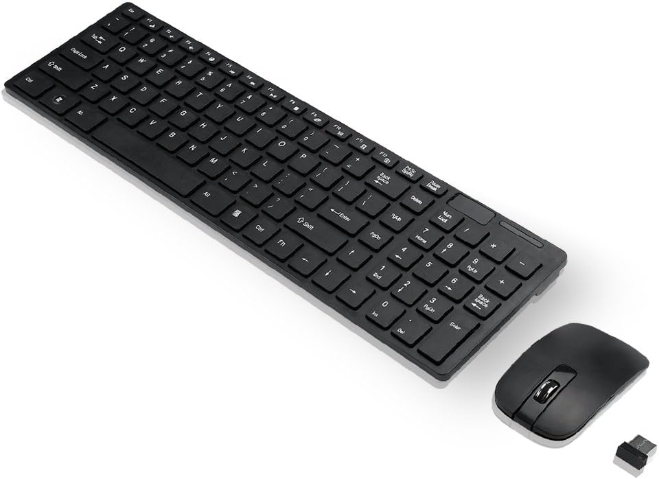Wireless Keyboard and Mouse Combo, 2.4GHz Dropout-Free Connection,Full-Size Keyboard and Portable Mobile Optical Mice,Long Battery Life