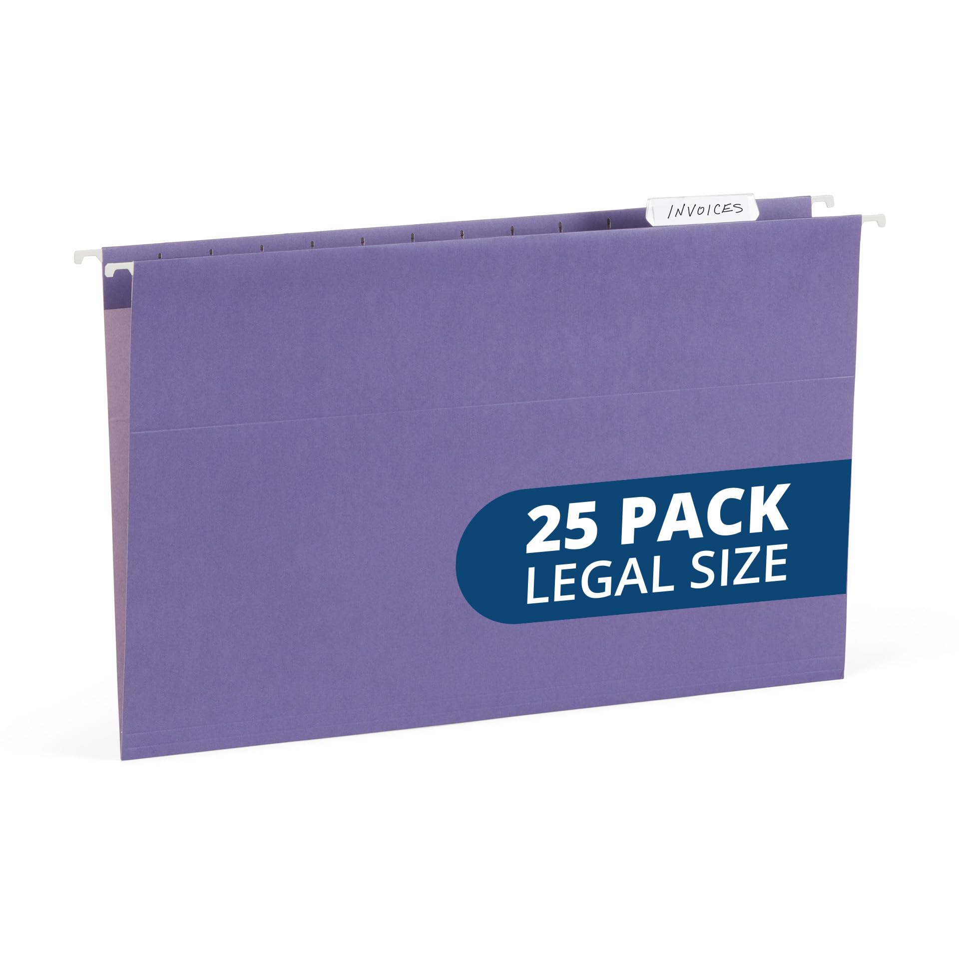 Photo 1 of 25 Blue Summit Supplies Legal Size Hanging File Folders, Purple Hanging File Folders, Durable 11pt Paper with Plastic Tabs and Inserts Included, 25 Pack