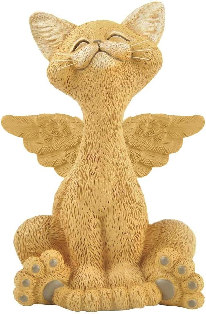JFSM INC. Bereavement Memorial Orange Cat Angel Figurine with Angel Wings Cat Loss Sympathy Gift - Happy Cat Collection - Cat Bereavement Gifts, Cat Memorial
