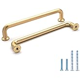 Bestory 10 Pack Hole Center 5''(128mm) Brushed Brass Kitchen Cabinet Pulls.Zinc Alloy Solid Round Cabinet Handle Drawer Pull 