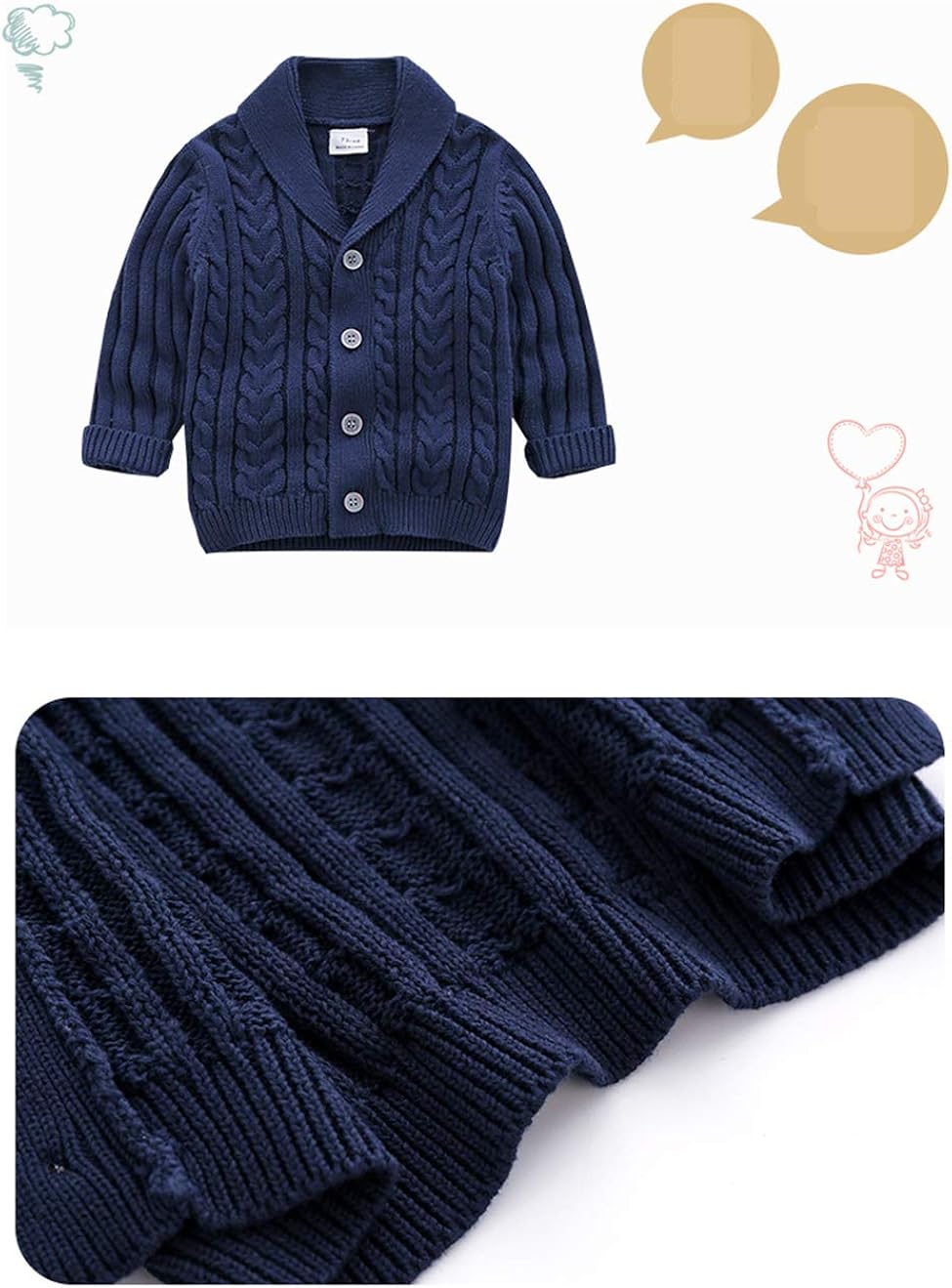 Feidoog Infant Baby Boys Cardigan Crochet Sweater V-Neck，Toddler Knit Button up Knitted Pattern Pullover Sweatshirt: Clothing