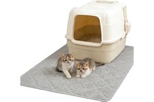 Lesguyor Extra Large Cat Litter Mat (35x47in/89x119cm) Waterproof Non-Slip Litter Trapping Mat for Double Litter Box & Multi-