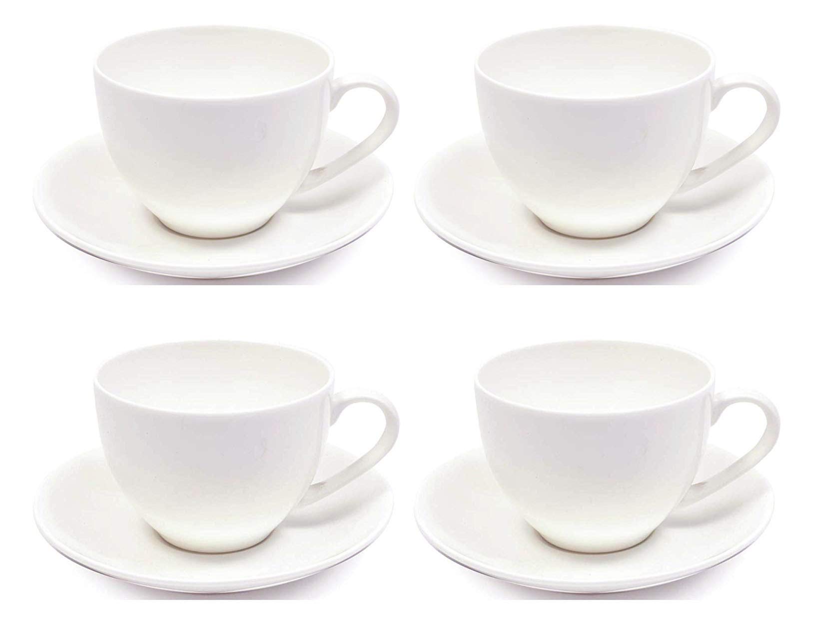 Maxwell & Williams 5245564 Cashmere Tea Cup and Saucer Set, Fine Bone China, White, 230 ml, Set of 4 Tea Cups and 4 Saucers