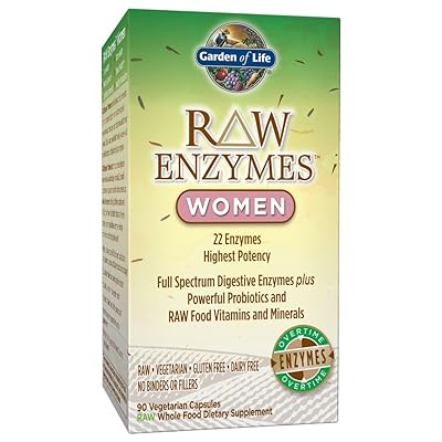 Garden of Life Vegetarian Digestive Supplement for Women - Raw Enzymes for Digestion, Bloating, Gas, and IBS, 90 Capsules