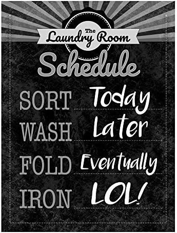 Laundry Room Schedule Metal Sign for Laundry Room Decorating, Sort, Wash, Fold Iron