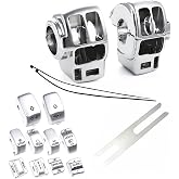 Chrome Switch Housings Caps Set Compatible with Harley Davidson Electra Glide Road King Tri Glide 1996-2013