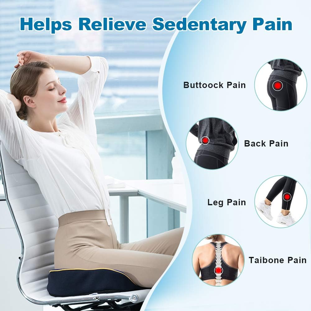 Seat Cushion for Office Chair, Mkicesky Memory Foam Coccyx Cushion Relieve Tailbone, Lower Back, Hip, Sciatica Pain, Ergonomic Seat Pad for Car, Wheelchair, Desk Chair and Sitting on Floor: Office Products