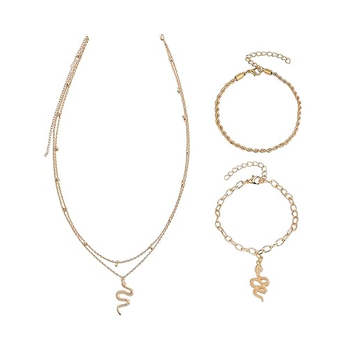 TVSVKWE 1 Piece Snake Waist Chain and 1 Piece Snake Double Anklet, Creative Personality Jewelry, Punk Style Jewelry, Clothing Accessories, Women's Jewelry.
