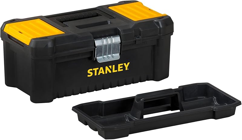 Stanley stst1-75515 - caixa de ferramentas de plástico com trava de metal, 18 x 13 x 32,5 cm, preta, amarela, 12,5"