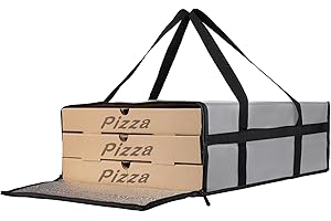 Bodaon Insulated Pizza Delivery Bags, 20x20x6, Hot Food Warmers for Grubhub/Uber Eats, Catering & Parties (Grey, 1-Pack)