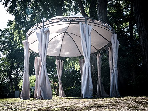 greemotion 128802 Nancy grau-Gartenpavillon 3x4 m-Event rund aus Metall-Gartenzelt wasserdicht & UV Schutz 50-Luxus… – Bild 4