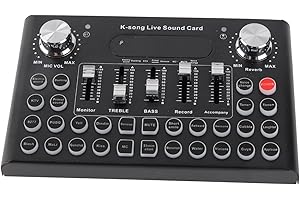 SENECESLI Live Sound Card, Portable Compact Sound Mixer for Karaoke, Chat, USB, 5.0,