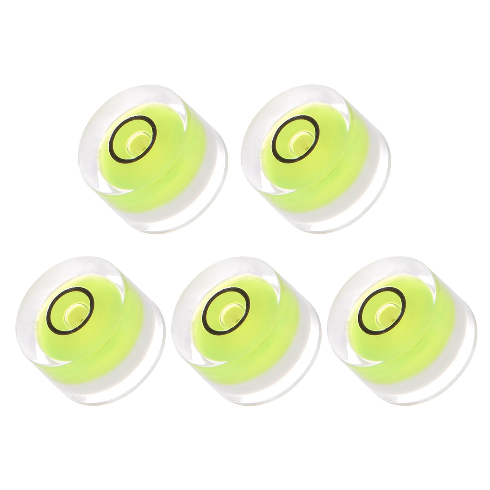 Kozelo 5pcs Small Circular Bubble Spirit Levels - [12mm Diameter 7.5mm Thickness] Mini Round RV Level Leveling Tools for Travel Trailer Turntable Camera, Lime