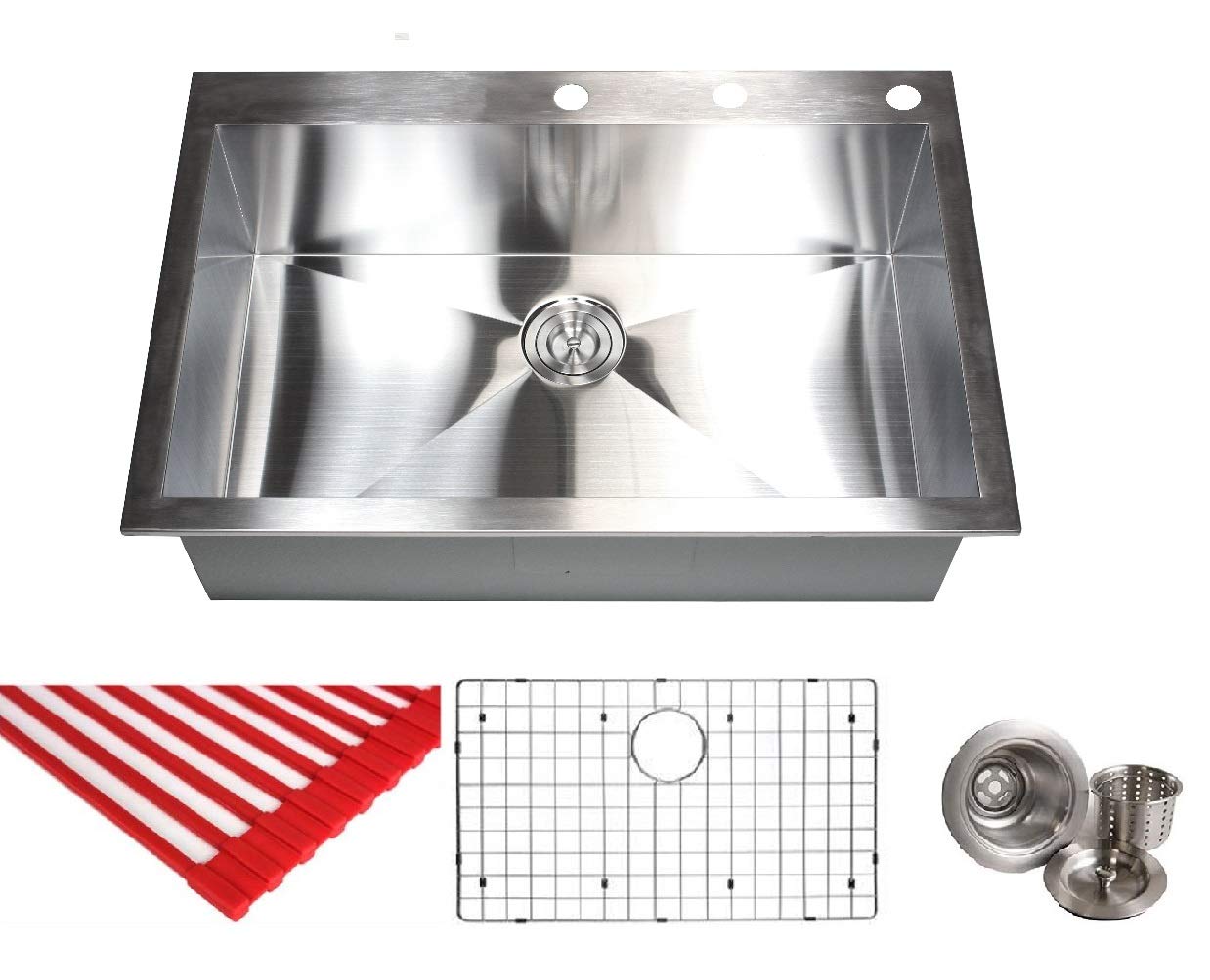 Best Ariel 33′ Stainless Steel Double Bowl Kitchen Sink
