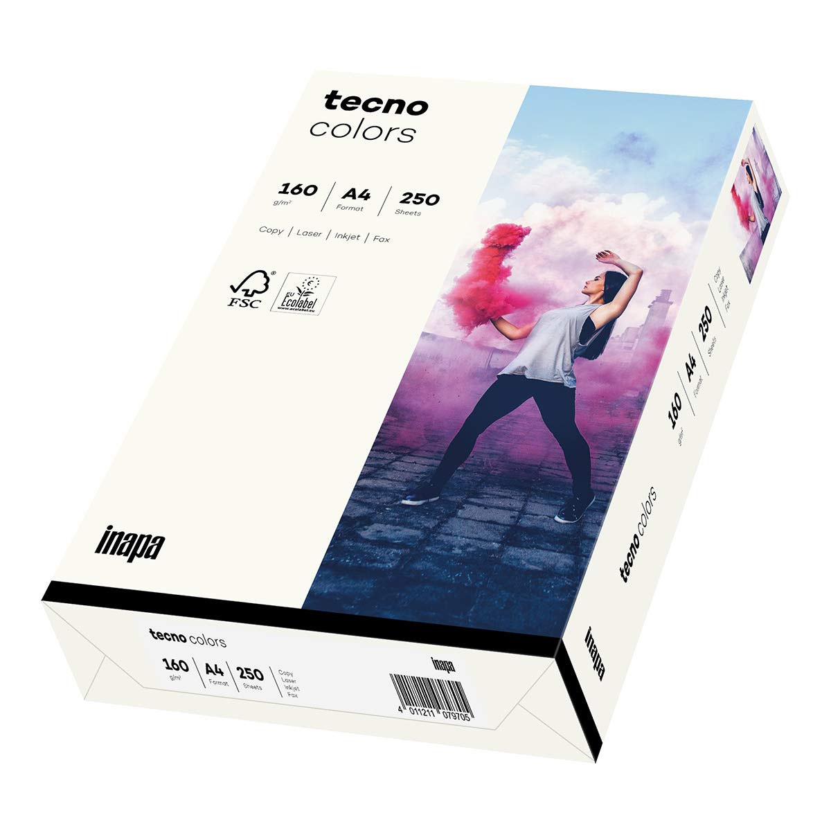 inapa Coloured Printer Paper Tecno Colours 160 g/m² A4 250 Sheets Natural White