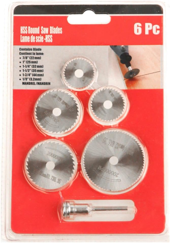 5x HSS Circular Wood Cutting Saw Blade Discs + 1x Mandrel Drill For Rotary Tools