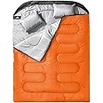 MEREZA Double Sleeping Bag for Adults Mens with Pillow, XL Queen Size Two Person Sleeping Bag for All Season Camping Hiking Backpacking 2 Person Sleeping Bags for Cold Weather & Warm
