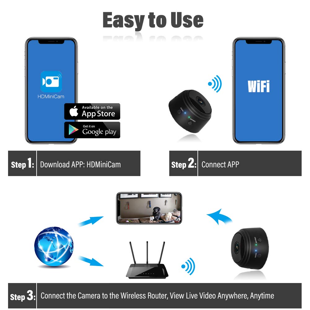 Veroyi Mini Hidden Spy Camera Full HD 1080P WiFi Wireless Remote Security Camera Nanny Cam Home Surveillance Camera