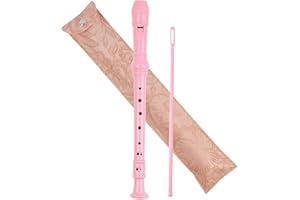 Haecsfl Recorder Instrument for Beginner Kids Adults,8-Hole Soprano Descant Recorder Music Flute with with Cleaning Rod & Leather Case For School Student Home Entertainment(2-Carved Pink)