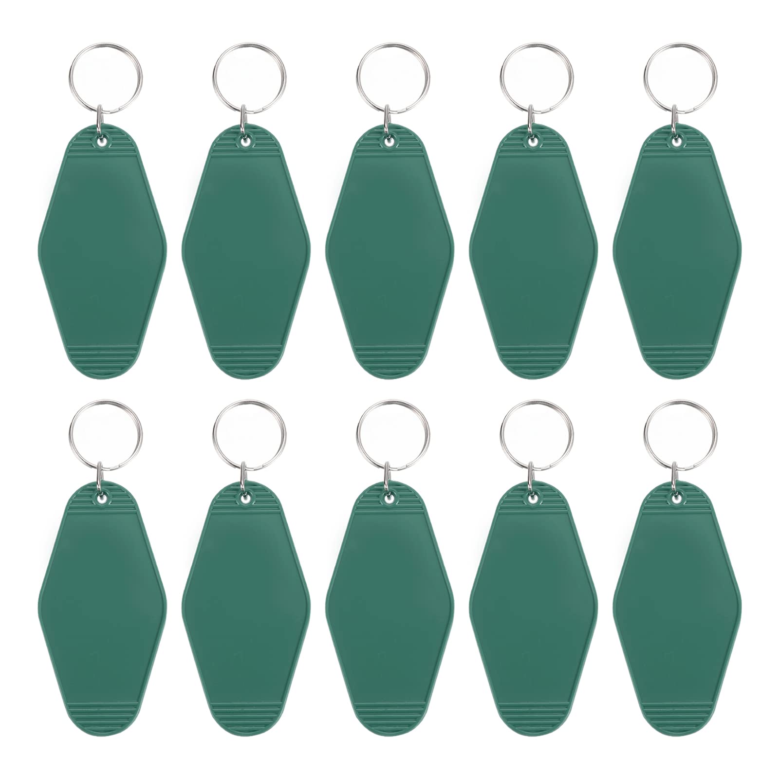 PATIKIL Vintage Motel Keychain, 10 Pack Blank Hotel Keychains Rhombus Retro Key Tag for DIY Crafts Ornament Backpack Luggage Labels Tags, Dark Green