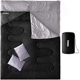 Tuphen Double Sleeping Bag, Sleeping Bag with 2 Pillows, Queen Size XL Bag for 2 People, Cold Warm Weather- 3 Seasons, Waterproof Adults for Camping, Backpacking or Hiking