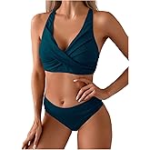 SweatyRocks Women's Criss Cross Sexy 2 Piece Bikini Sets Back Self-Tied Bathing Suit