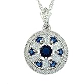 RIZILIA BLOSSOM Pendant with 18" Chain & Round Cut CZ [4 Colors available] in White Gold Plated, Simple Modern Elegant