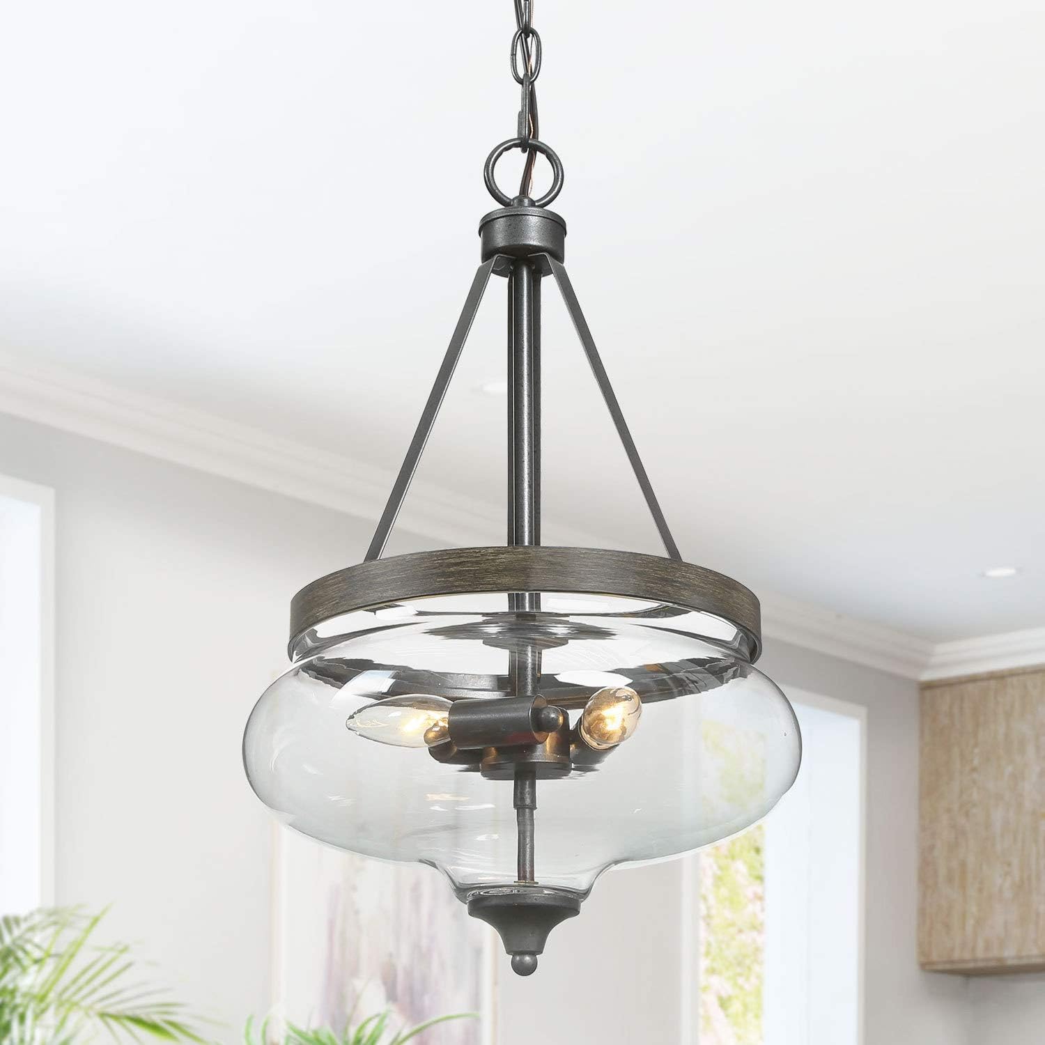 KSANA Glass Pendant Chandeliers for Dining Room, Kitchen Island, 12.5" D: Home Improvement