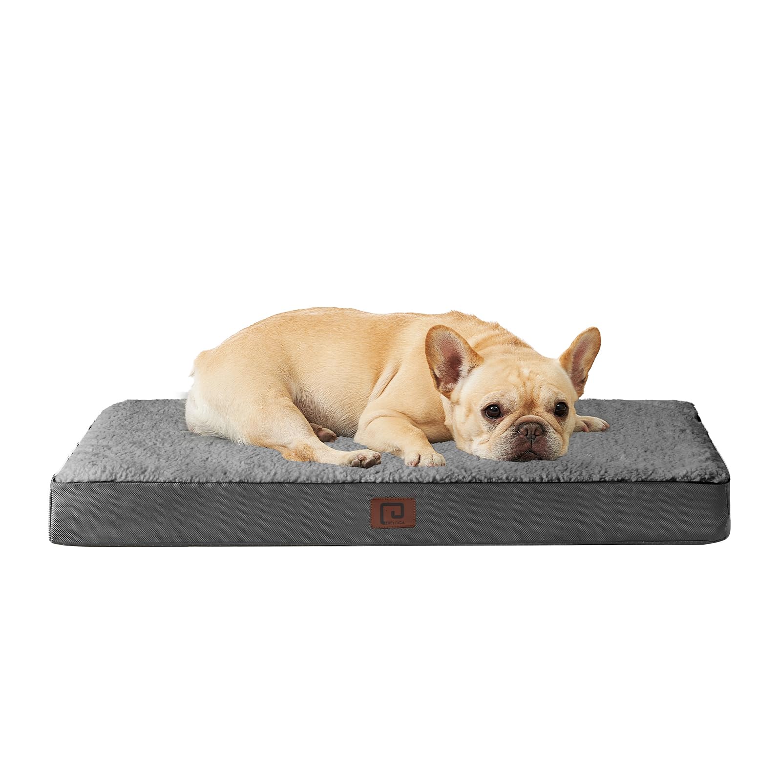 EHEYCIGA Orthopedic Dog Bed Medium Washable, 76x51x9cm, Dog Beds Mattress for Crate with Removable Cover, Pet Bed Cushion with Anti-Slip Bottom, Grey