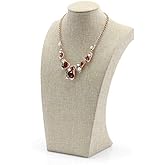 WERSHOW Beige Linen Necklace Display Bust - 15.7" Jewelry Holder for Necklaces, Bracelets, Figure Display Stand (40x23cm)