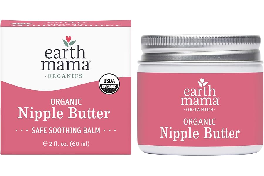 Earth Mama Organic Nipple Butter - 2 fl oz - Lanolin-Free Nipple Cream - Safe, Soothing Balm for Breastfeeding - Postpartum E