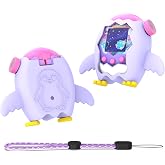 OAJ for Tamagotchi Paradise Case Cartoon Penguin with Lanyard, Purple | Soft &amp; Silicone Protective Shockproof Cover, Case for Tamagotchi Paradise Electronic Pet