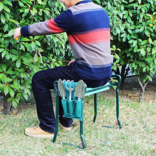 Songmics Kniebank 59 x 48 x 27 cm Gartenbank Hocker Sitzunterlage EVA-Schaumkissen Stahlrohr (Grün) GGK01G – Bild 4