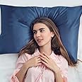 Copper Pillowcase for Fine Lines/Wrinkles Reduction & Hair Smoothing with Anti-Aging Copper Pillow Protector-Silk Like Fabric Pillow Cover (Blue, 1 PCS)