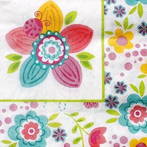 Spring Fling 2-ply Paper Luncheon Napkins - Floral Ladybug 20 ct