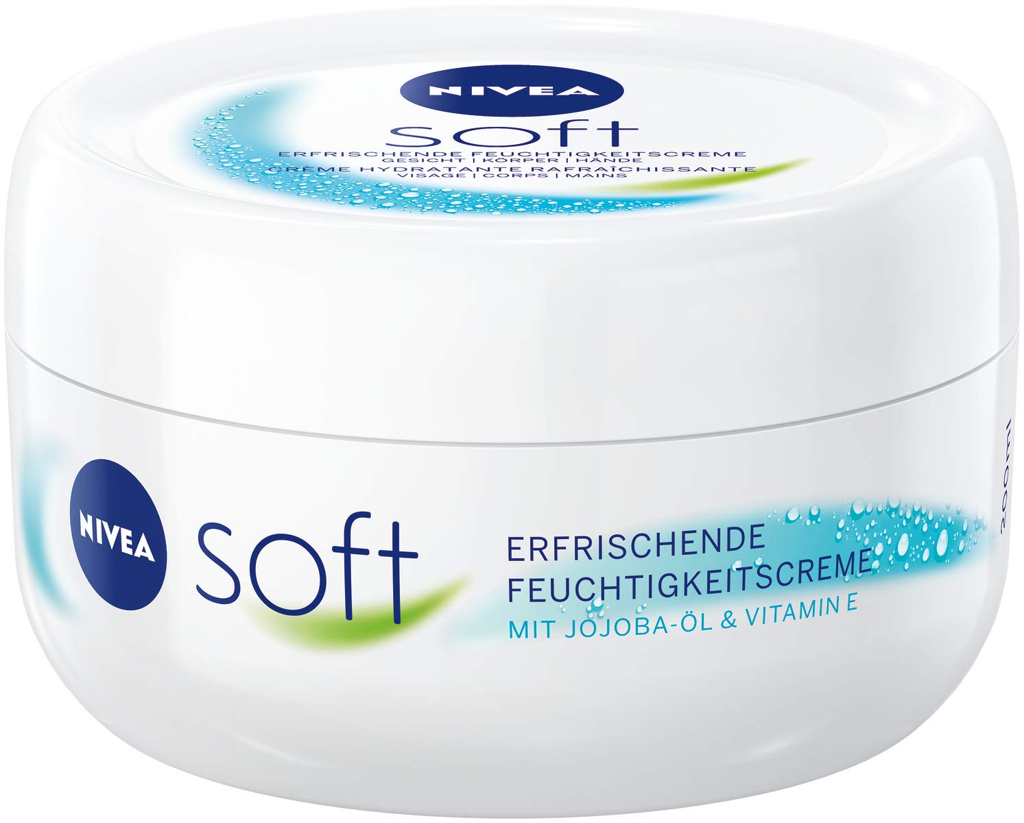 NIVEA Soft Refreshing Moisturising Cream (200 ml), Nourishing Soft Cream with Vitamin E and Jojoba Oil, Fast Absorbing Skin Cream
