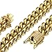 Jxlepe Mens Miami Cuban Link Chain 18K Gold 15mm Stainless Steel Curb Necklace with cz Diamond Chain Choker