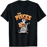 The Pisces retro 70s cartoon Halloween Skeleton Zodiac Sign T-Shirt