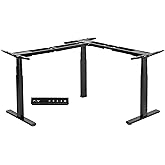 VIVO Electric Motor Height Adjustable Corner 3 Leg Standing Desk Frame, Frame Only, Sit Stand Ergonomic L Frame, Black, DESK-