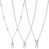 Chivertion 3 Pcs Chain Lanyard Pearl Lanyards for ID Badges for Women and Men Badge Lanyards Keys Cruise Ship Cards Nurse Office Worker Teacher, White