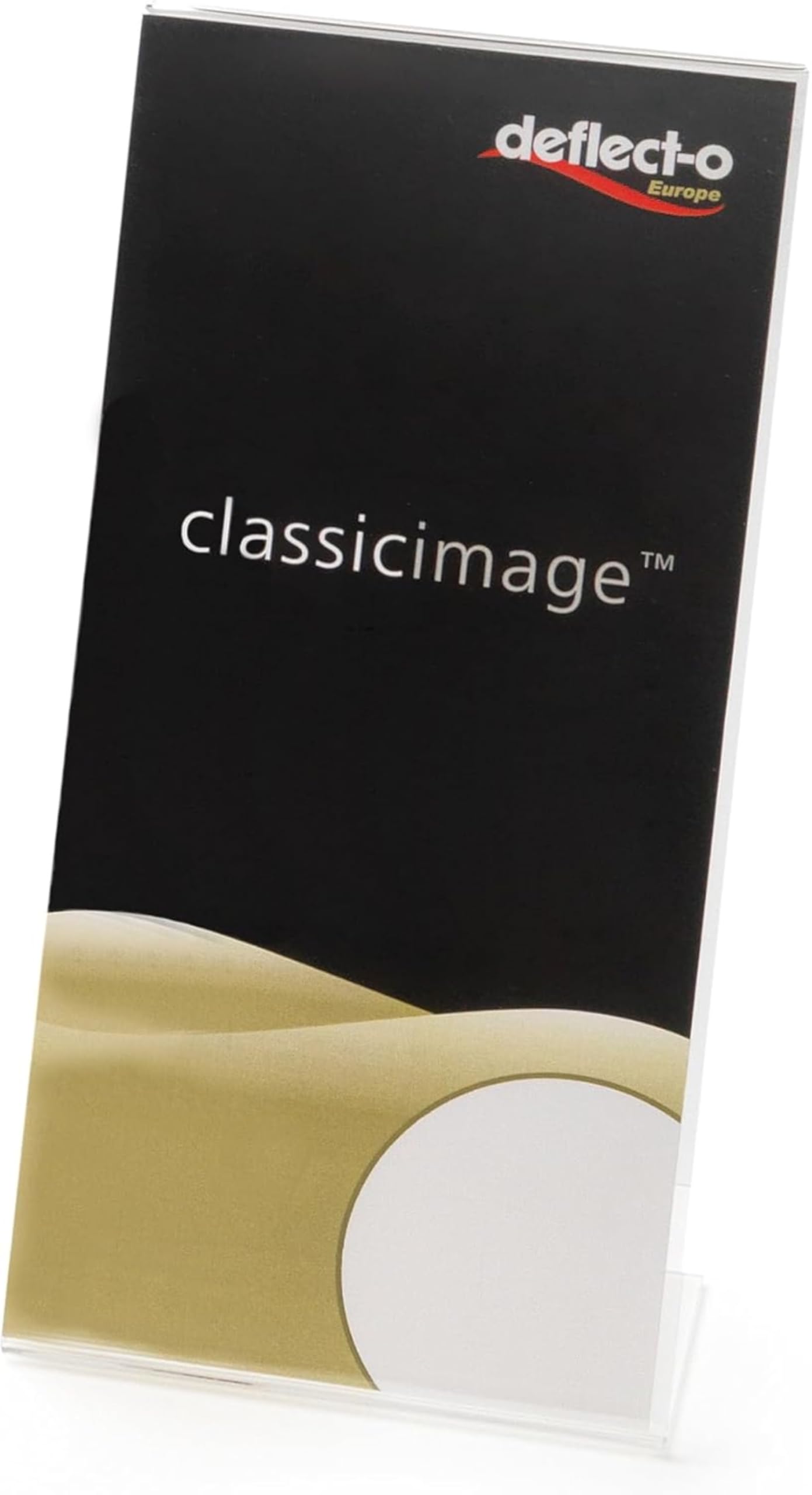 Deflecto DL Slanted Plastic Sign Holder – Menu, Leaflet, Poster Display Stand – Portrait Orientation - 1/3 A4 (DL Size)