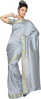 Sanskruti IndiaWomens Indian Ethnic Traditional Banarasi Art Silk Saree Sari Wrap Fabric Dress Drape