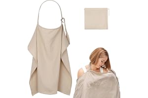 Yimomoyi Muslin Nursing Cover for Breastfeeding With Adjustable Strap, Breathable Cover Up With Arch Neckline for Mother Nurs