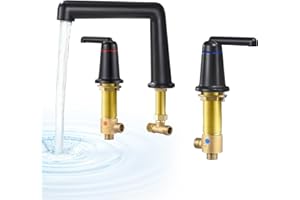 SOEBIZ Roman Tub Faucet with Valve 2-Handle, Widespread Deck Mount Bath Tub Faucets Set Elegant Bathtub Filler 3 Hole Matte Black, B9907BK